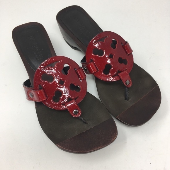 Paul Green Sandals Red Patent Leather Flip Flop Size 6 - Picture 2 of 12